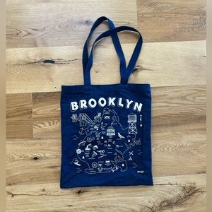Brooklyn City Map Denim Tote Bag